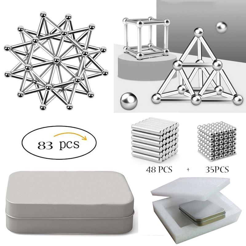 Creative Magnetic Sticks And Steel Spheres - 83pcs