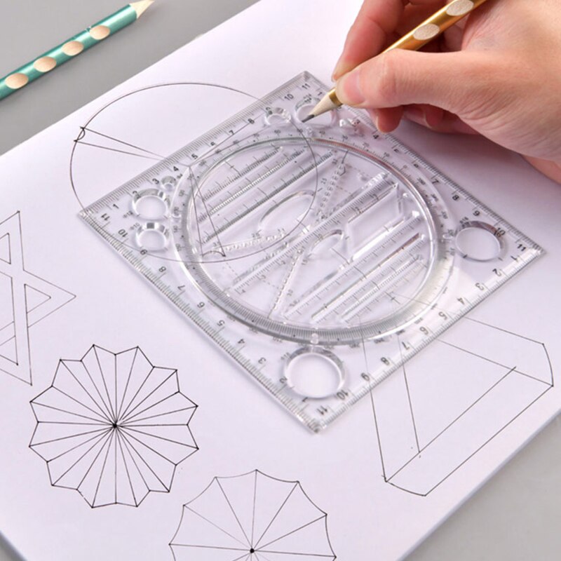 3 Piece Set Multifunctional Geometry Ruler Geometry Drawing