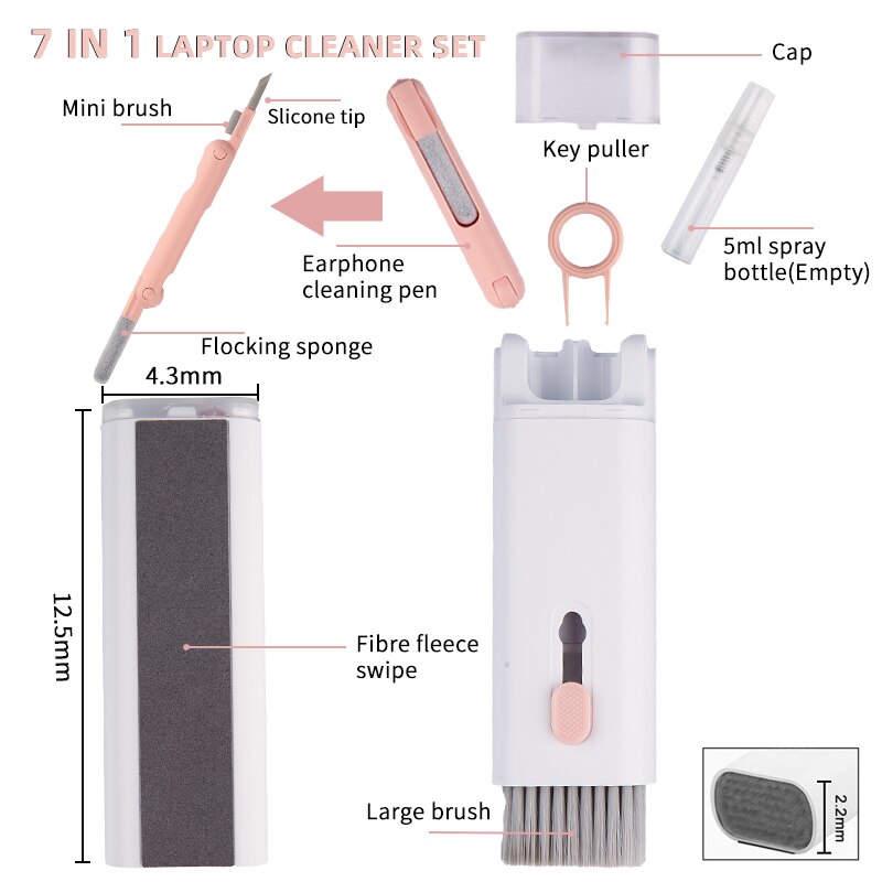 7 in 1 Airpod Cleaner Kit,Cleaner Kit for Airpods Pro 1 2 3 Multi-Function  Earbud Cleaning Set 3 in 1 Airpod Cleaner Pen, Key Puller and Spray Bottle  Cleaning Tool Kit for