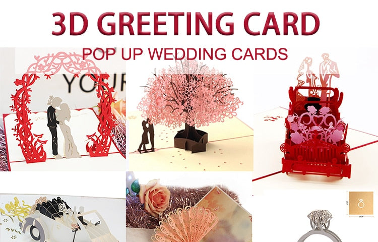 3D Pop Up Engagement Cards Lovers Wedding Invitation Greeting Cards