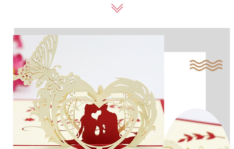 3D Pop Up Engagement Cards Lovers Wedding Invitation Greeting Cards