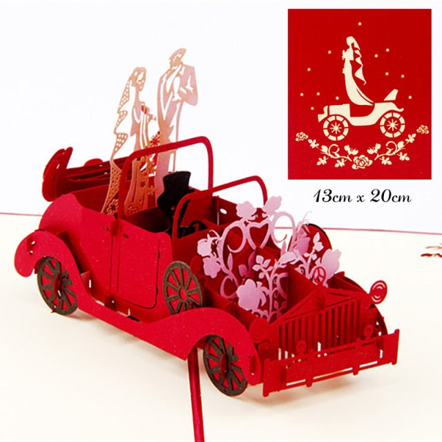 3D Pop Up Engagement Cards Lovers Wedding Invitation Greeting Cards