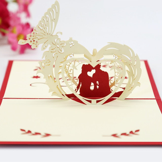 3D Pop Up Engagement Cards Lovers Wedding Invitation Greeting Cards