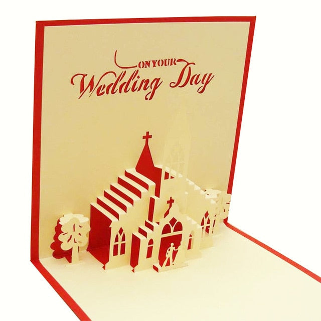 3D Pop Up Engagement Cards Lovers Wedding Invitation Greeting Cards