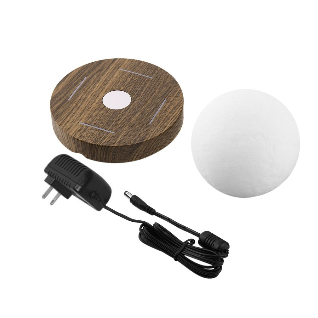 Magnetic Levitating 3D Wooden Base Moon Lamp