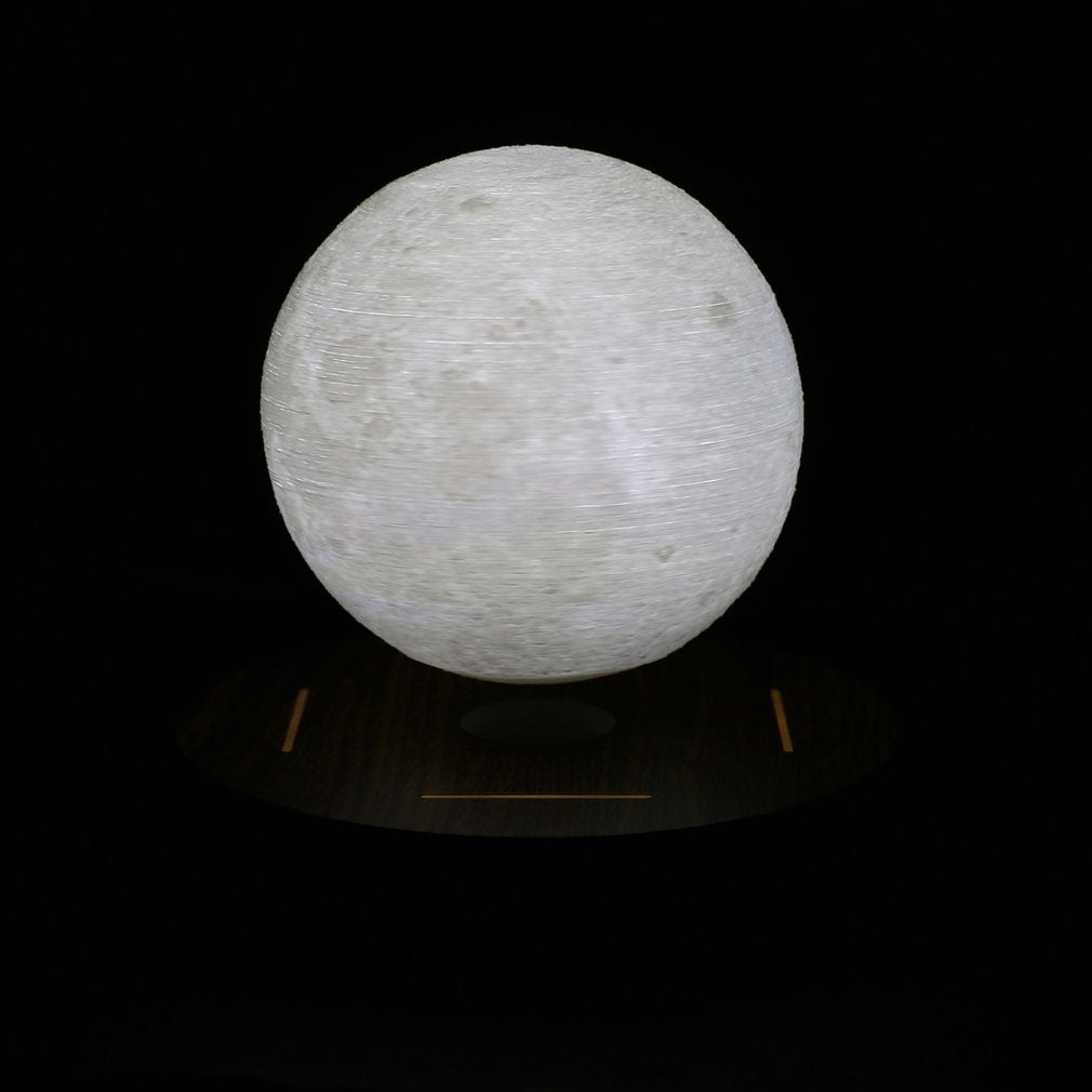 Magnetic Levitating 3D Wooden Base Moon Lamp