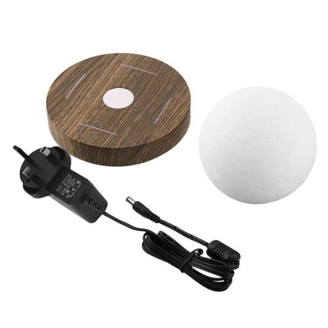 Magnetic Levitating 3D Wooden Base Moon Lamp