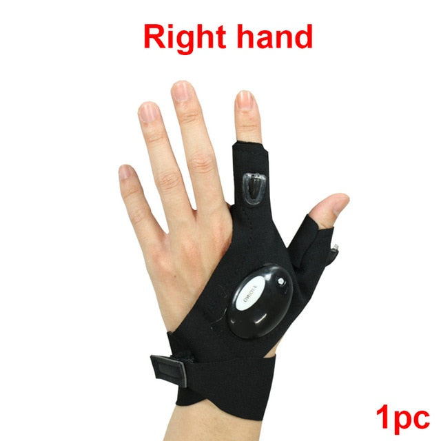 Outdoor Fishing Magic Strap Fingerless Gloves LED Waterproof