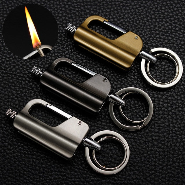 Permanent Match Infinity Lighter with Multitool Keychain, Gold Reusable  Match