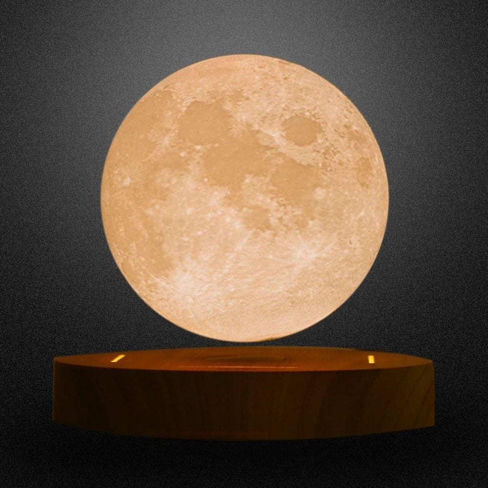 Magnetic Levitating 3D Wooden Base Moon Lamp