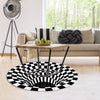 3D Carpet Round Floormat Black White