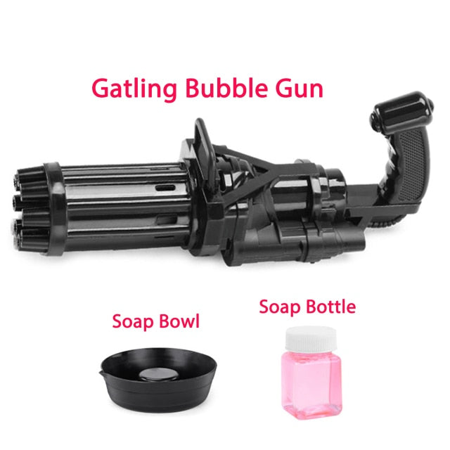 Electric Bubble Machine Black Gold Gold Gatling Bubble Gun