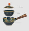 Portable Flowers Teapot With Wooden Handle Side-handle Pot Cup