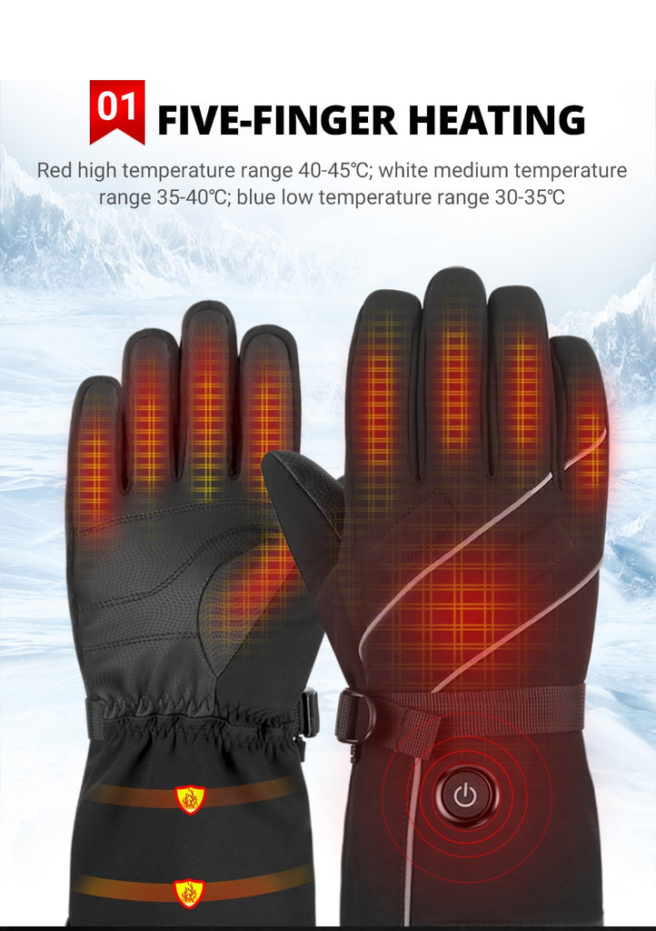 Waterproof Heated Touch Screen Motorcycle Gloves