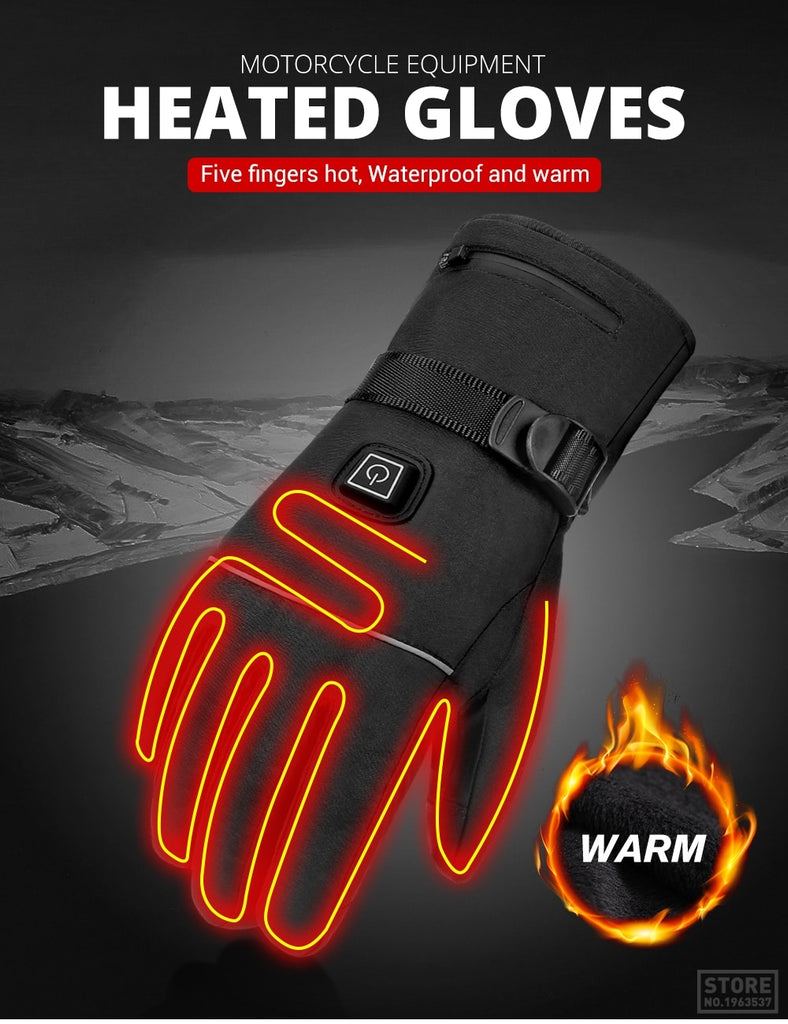 Waterproof Heated Touch Screen Motorcycle Gloves