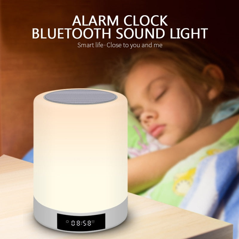 Bluetooth Speaker Alarm Clock LED RGB Dimmable Lamp Music Player