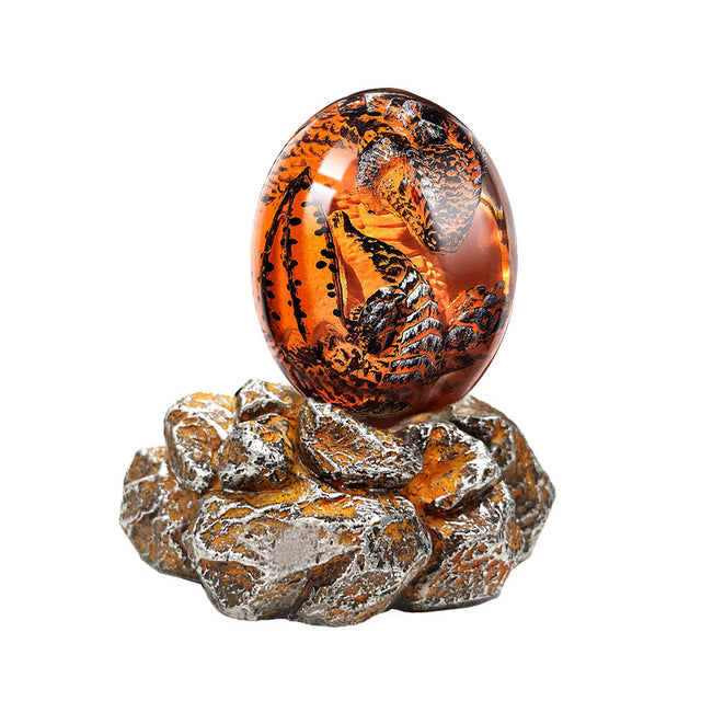 Crystal Transparent Resin Statue Dragon Egg Lava